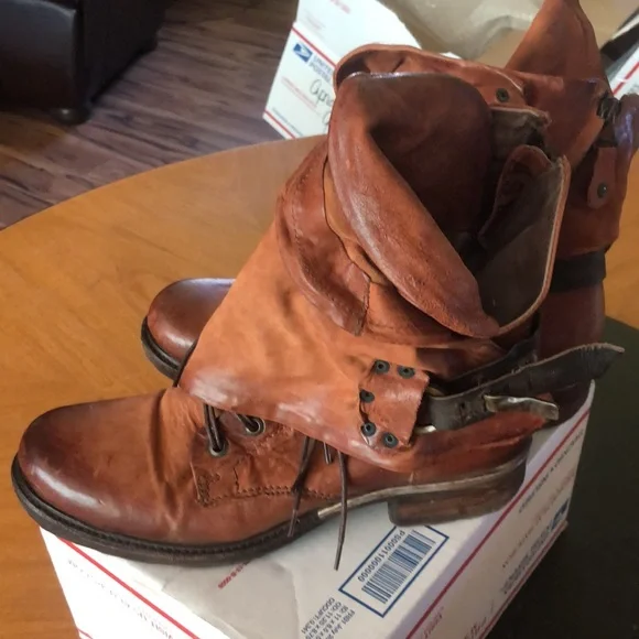A.S.98 Emerson Italian Zipper Boho Biker Rust Distressed Boots EU41/US10.5 TTS - Picture 3 of 13